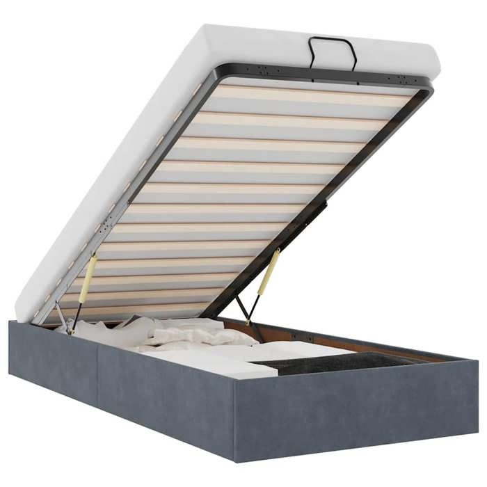 VidaXL Cadre de lit ottoman sans matelas gris foncé 90x200 cm velours, cadre de lit, cadre de lit ottoman, cadre de lit avec 3310938