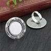 20mm 5 Stück Antik Versilbert Bronze Messing Verstellbare Ringfassungen Leer/Basis,Passend für 20mm Glas Cabochon,Knöpfe;Ringeinfassungen