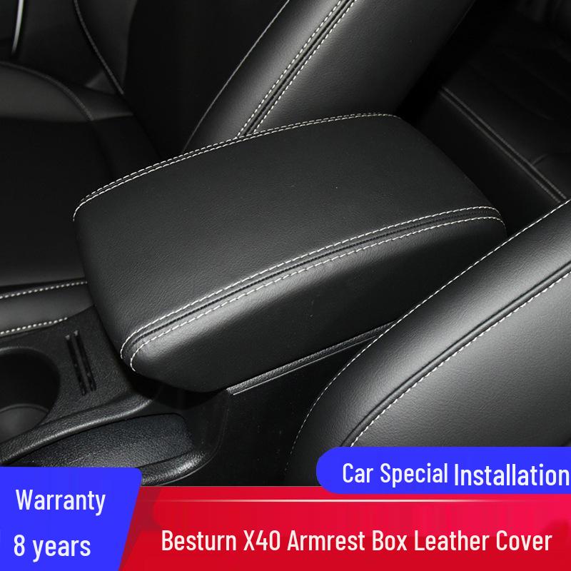 

Leather Armrest Cover for 16-20 Benteng X40 Center Console Protection 16-20 Benteng X40 Black Leather Gray Stitching