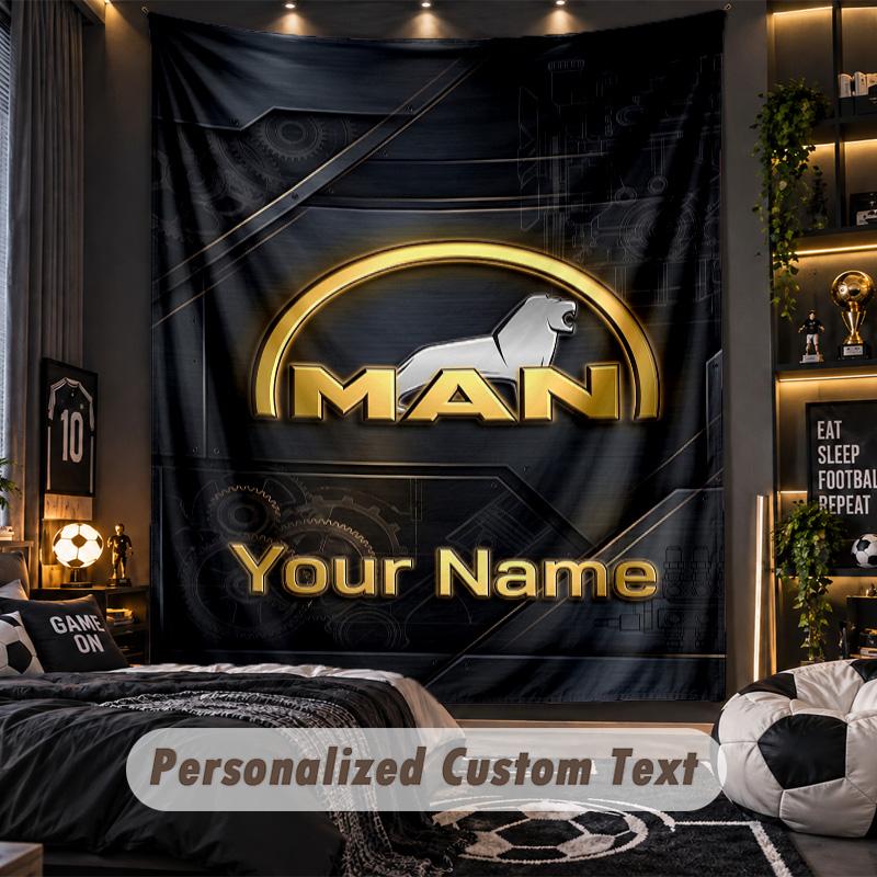 TapestryMAN Truck Custom Name Text Personalized Wall Hanging Tapestry Home Wall Decor