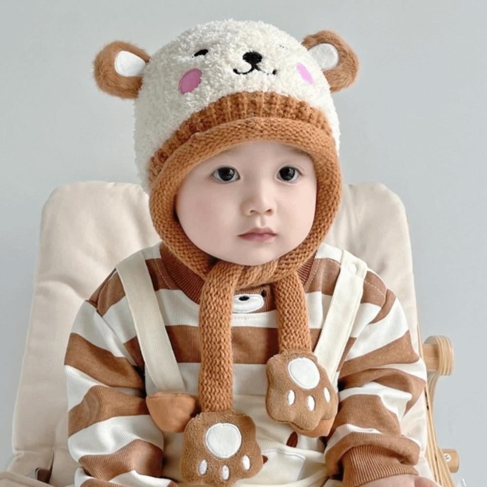 Pig Baby Plush Hat Cartoon Ear Protection Hat Lovely Knitted Hat  Outdoor