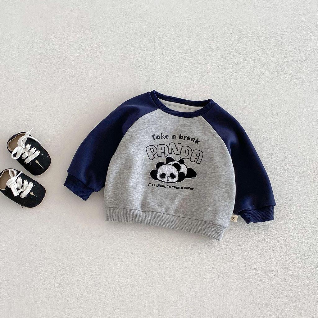 2026 Ny Vår Pojkar Tecknad Broderad Huvtröja - Snygg Bokstav Raglan Pullover