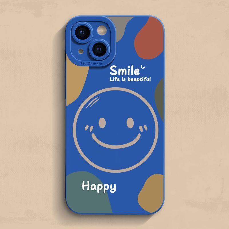Apple 15promax telefoonhoesje color block smiley face 14 iPhone anti-drop 13 minimalistisch all inclusive 12 zacht 11