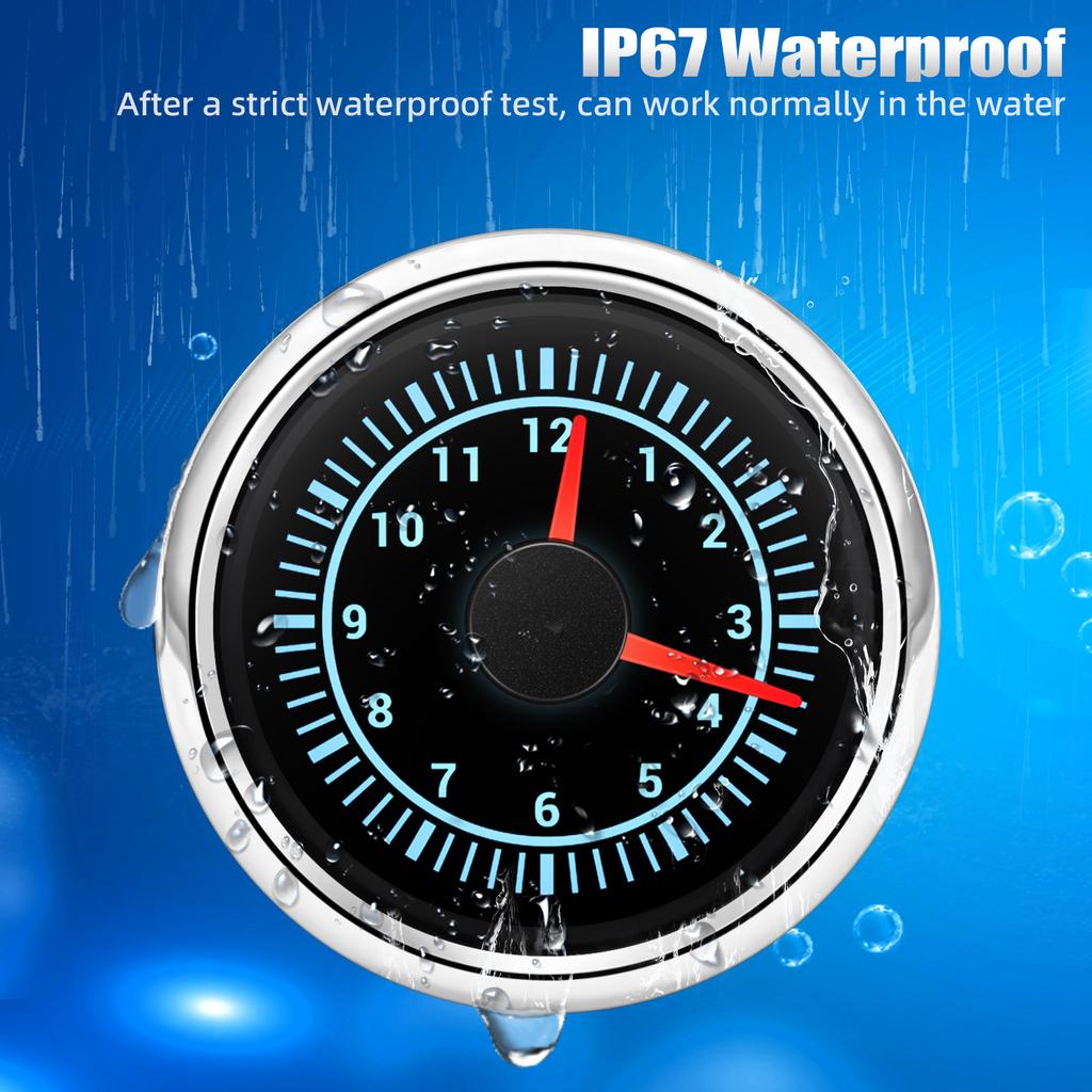 52mm 2'' Digital Clock Gauge 12-Hour Format 7 Colors Backlight Hour Meter 12V 24V Waterproof Universal For Car Truck Boat Yacht