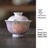 Hand-painted Peony Ceramic Tea Set: Purple Smoke Teapot, Lid Bowl, Master Cup, Tasting Cup, Pot Stand, Cup Mat, Coffee Cup