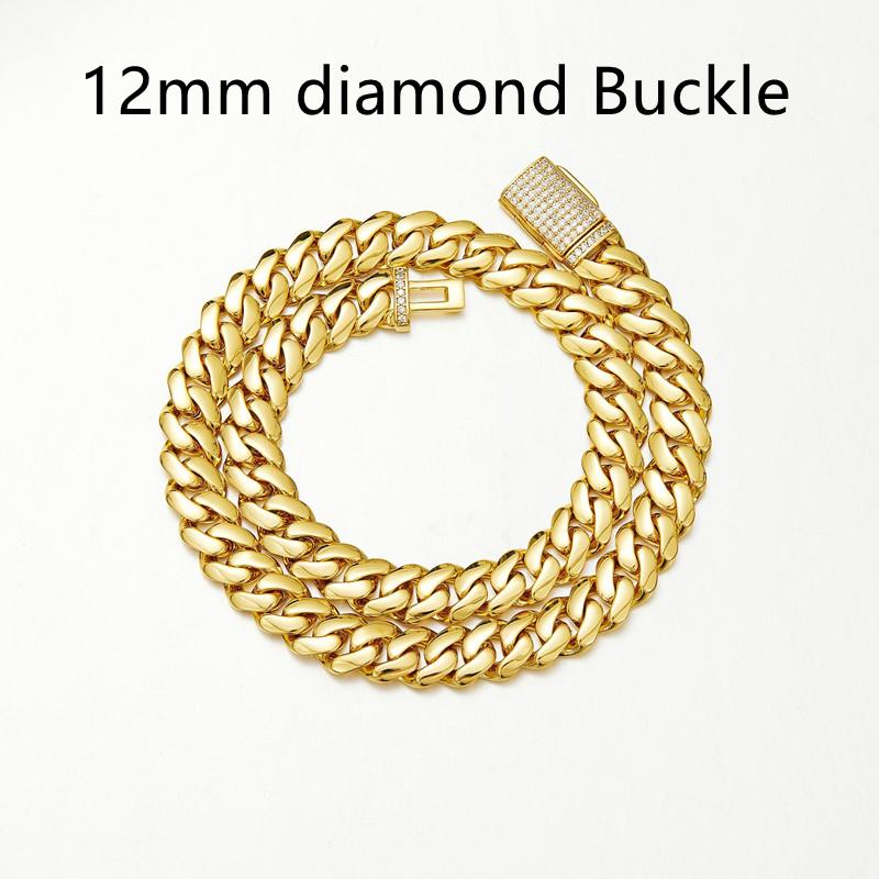 Cadenas Cubana Hip Hop Jewelry Luxury Gold Plated Choker Stainless Steel Miami Cuban Link Chain Necklace for Men