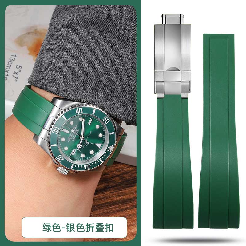 20mm 21mm 22mm For Rolex Daytona Gmt Oyster Tudor Black Bay Omega Watchband Rubber Fold Buckle Watch Strap Silicone Men Bracelet