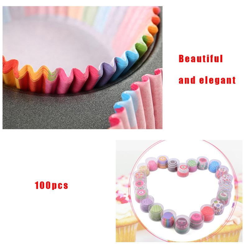100pcs Cupcake Liner Cupcake Paper Baking Cup Muffin Cases Cake Mold Small Cake Box Cup Tray Decorating Tools Randomly Color