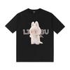 Labubu Design Sense Cartoon Casual Printed T Shirt Summer Loose Couple Pure Cotton T-shirt Men and Women Half Sleeve