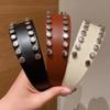 Vintage Wide Brim Hair Hoop PU Leather Face Wash Headwear Cool Rivet Headband  Outdoor