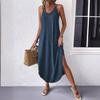 Elegant Sleeveless A Line Dress With Splicing For Casual Travel And Office Wear