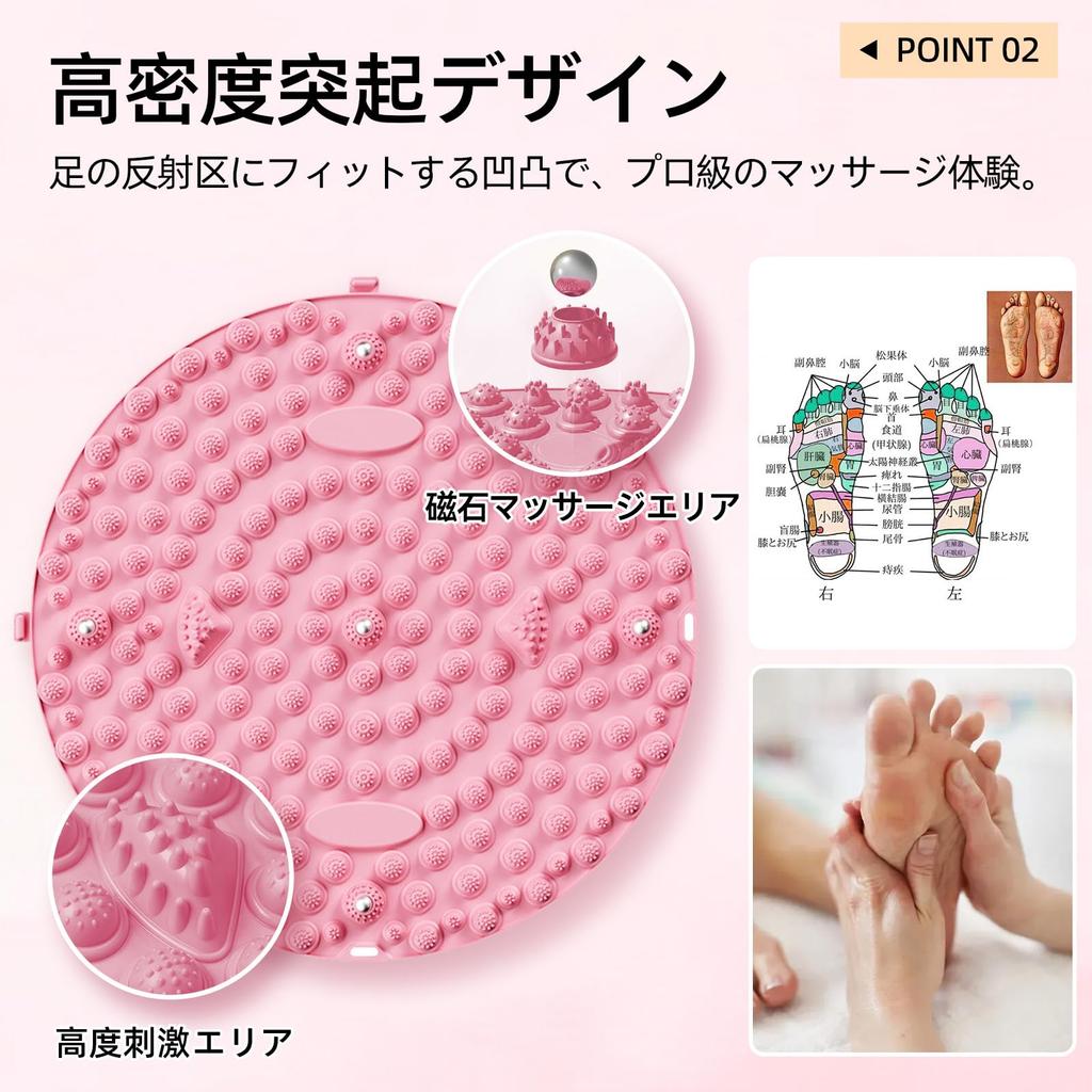 Meewtun Foot Reflexology Shiatsu Board with Foot Walking Foot Foot Use Mat, Socks, Reflexology, Shiatsu, Mat, Press, Slimming, Ergonomic, Round,