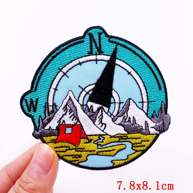 HOT MAM SUMMER Patch Outdoor Scenery Embroidered Patches For Clothes Iron On Patches For Clothing Backpack Embroidery Badges DIY