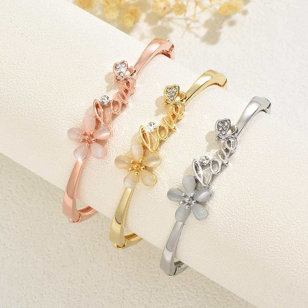 Jewelry Bracelet, Stylish And Elegant Alloy Flower Hollow Ladies Villa Bracelet Qixi Festival Gift