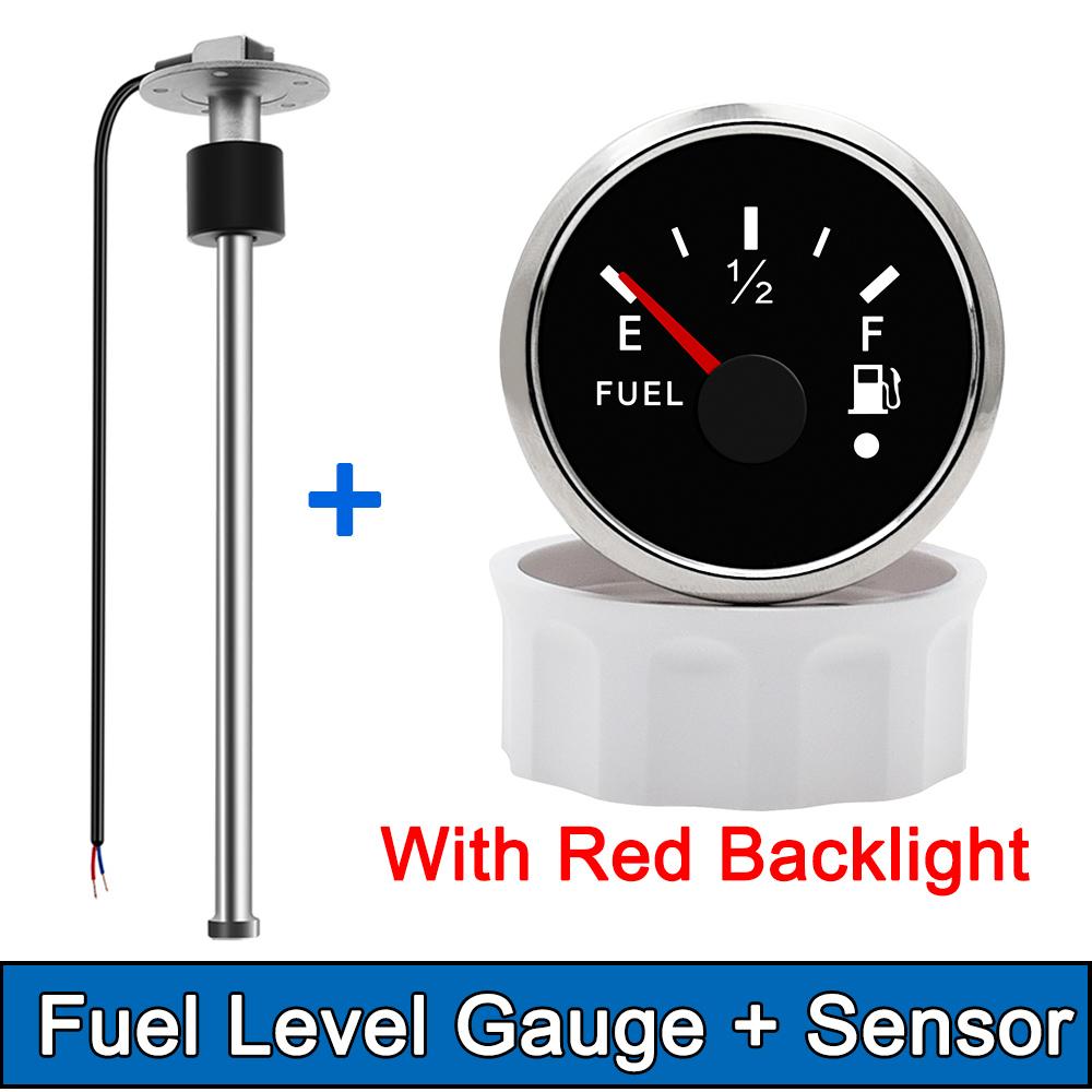 100MM Fuel Level Sensor + 52MM Fuel Level Gauge 0-190 Ohm Fuel Oil Tank Level Meter Sensor For Boat Car Yacht Marine 9-32V