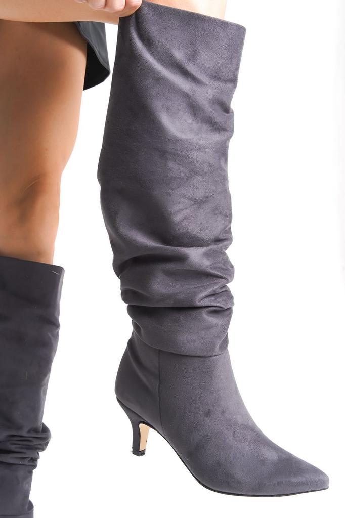 Women Modern Stylish Fashion Boots Boots Faux Leather Suede Short Thin Heeled Boots