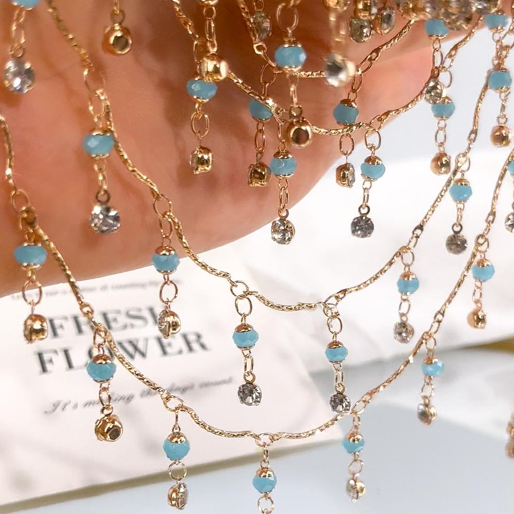 

0.5Meter 1Meter Green Crystal Glass Lantern Beads Charm Copper Chain DIY Necklace Bracelet Beaded Chain Jewelry Making Materials 0.5meter
