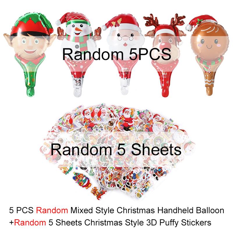Cute Cartoon Christmas Decorating Set Assorted Handheld Balloon with 3D Puffy Stickers Santa Festival DIY Stationery Sticker ZYF