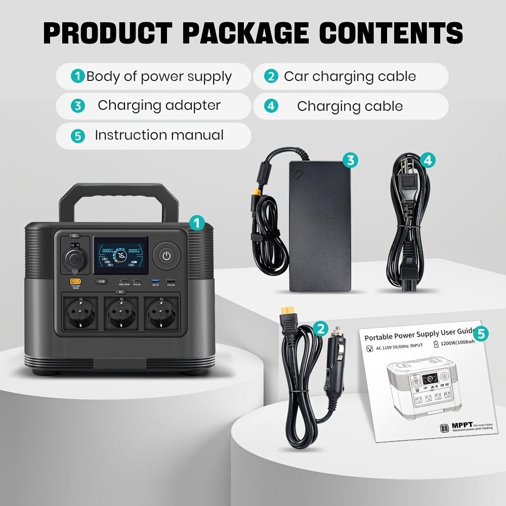 Portable Power Station 1200W 1008Wh LiFePO4 Battery Backup Power Supply with LCD Display for Camping, RV, Vehicle & Mobile Office