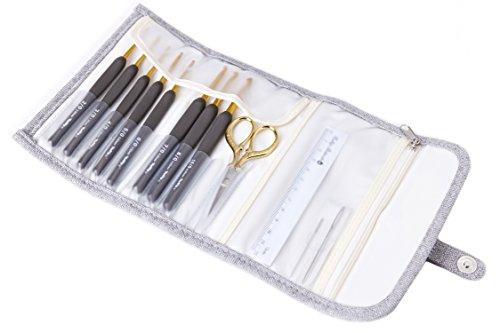 Tulip Szydełko, Aluminium Plastik, Złoty, Szary, Zamknięte: 17cm x 9cm Otwarty: 31,5cm x 17cm