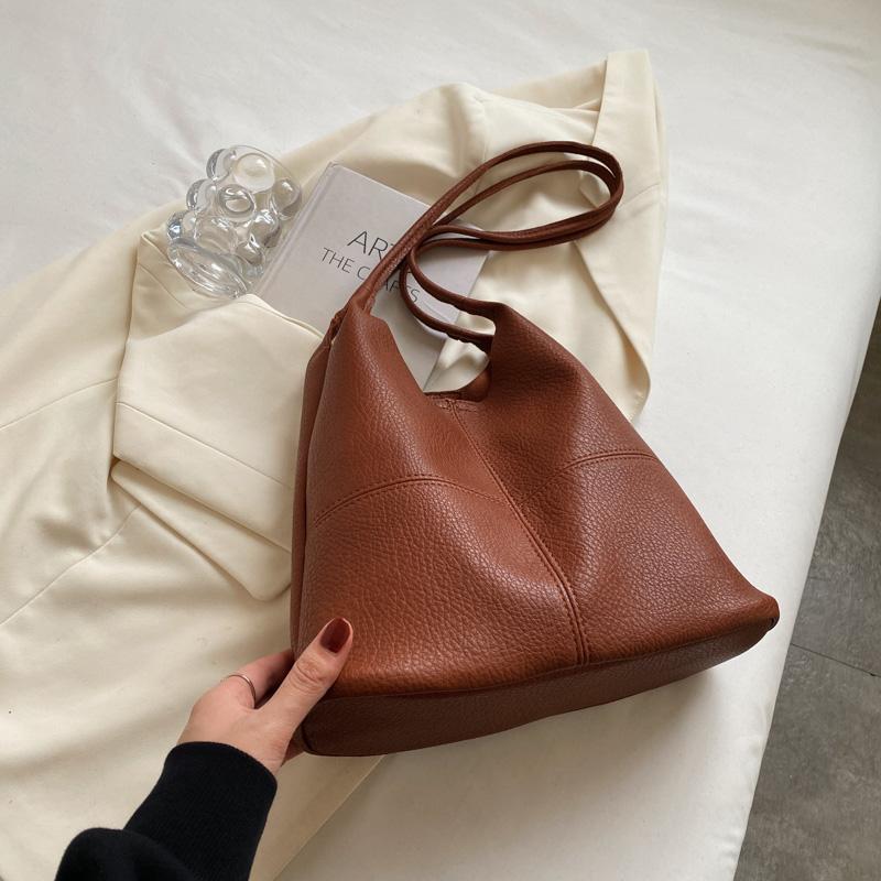 

Популярная ретро-сумка через плечо, новые женские повседневные универсальные сумки через плечо, текстурные мягкие кожаные сумки-ведра, осенний тренд