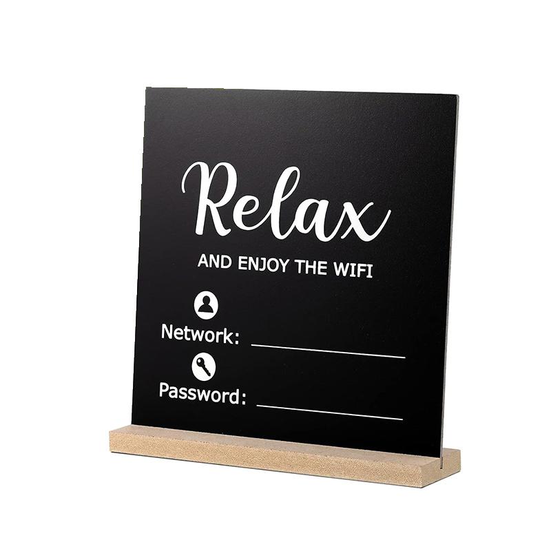 

Wifi Sign 3D Acrylic Board With Wooden Base Public Shope Signage Restaurant Wifi Board For Handwriting Account & Password 1pc