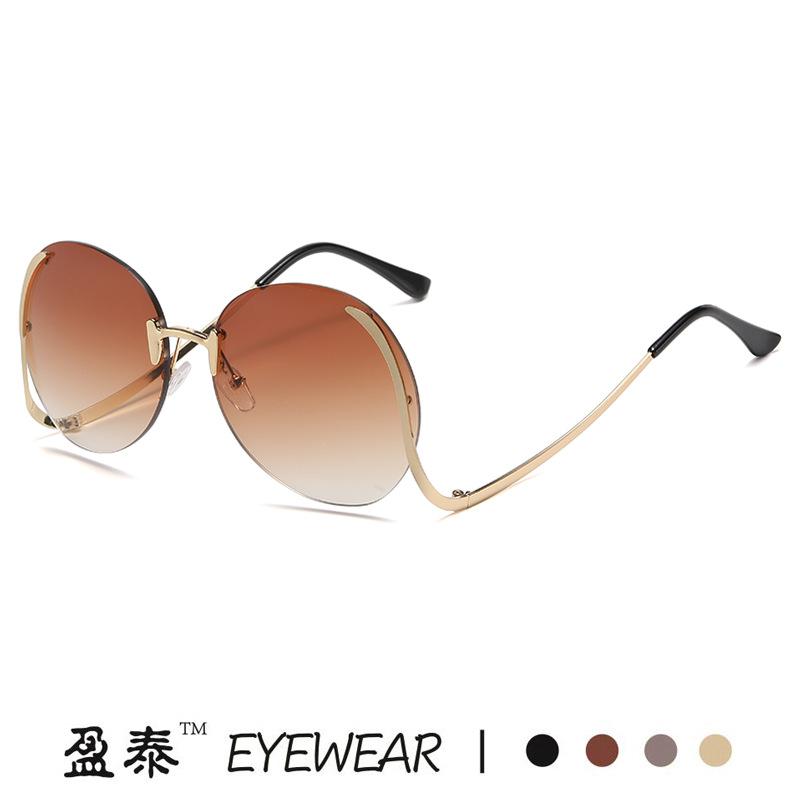New gradual change marine frameless curved legs sunglasses fashion metal women sunglasses European and American sunglasses