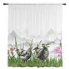 Hühnerpflanze Tuschemalerei Fenster Vorhänge Transparent Chiffon Tüll Vorhang Heim Wohnzimmer Hintergrund Dekoration