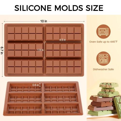 Fimary Chocolate Bar Molds - Non-Stick Silicone Chocolate Molds, Food Grade Dubai Deep Chocolate Bar Molds for Milk Pistachios - Set of 2