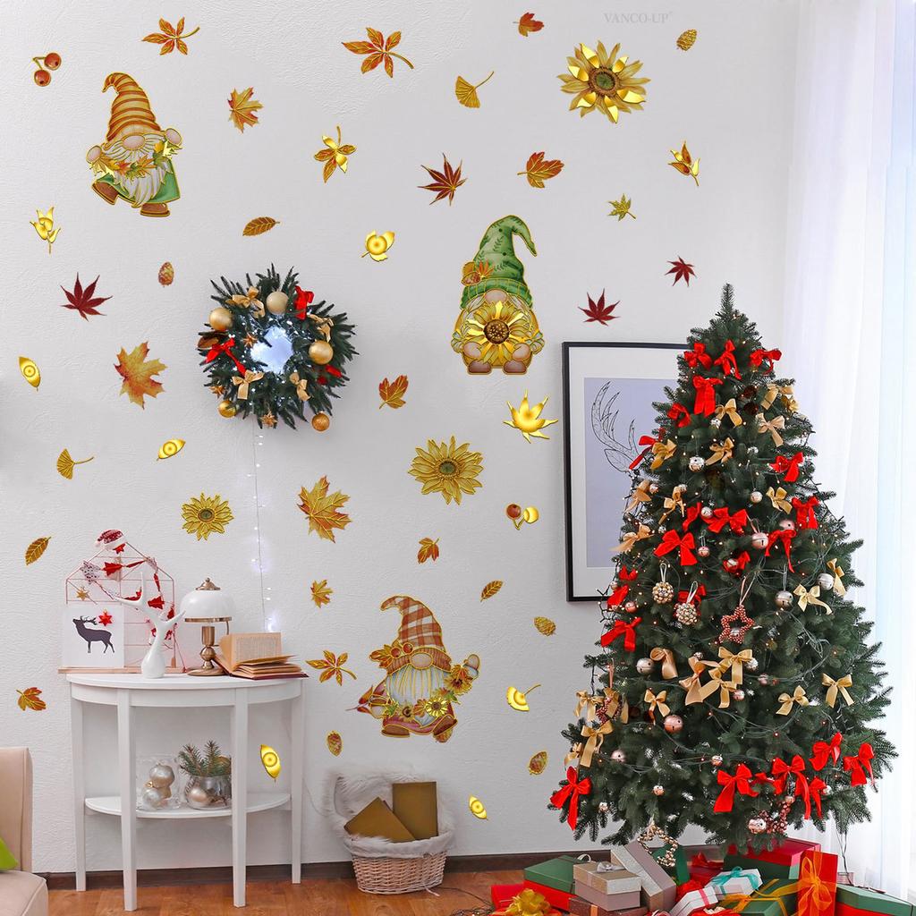 Tj18010 Pygmy Autumn Sunflower Bronzing Wall Sticker Decoration Children'S Room Bedroom Background Self-Adhesive Wall Sticker