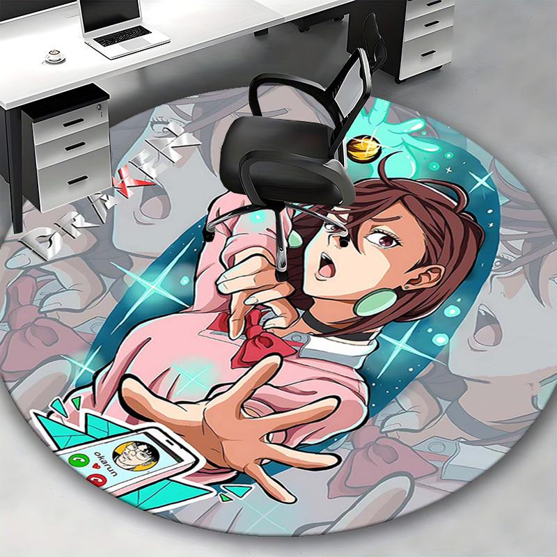 1pc Anime Cartoon Design Okarun Character Round Carpet - Office Chair Mat, Non-Slip Rug for Home Decor, Living Room