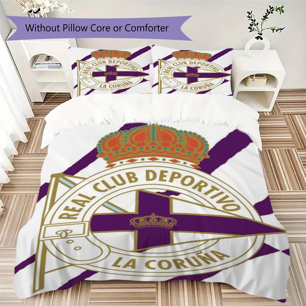 Deportivo de La Coruña Pattern Bedding uilt Set uilt Cover Pillowcase Home Decoration Birthday Gift (1 * duvet cover + 2 * pillowcase without core)