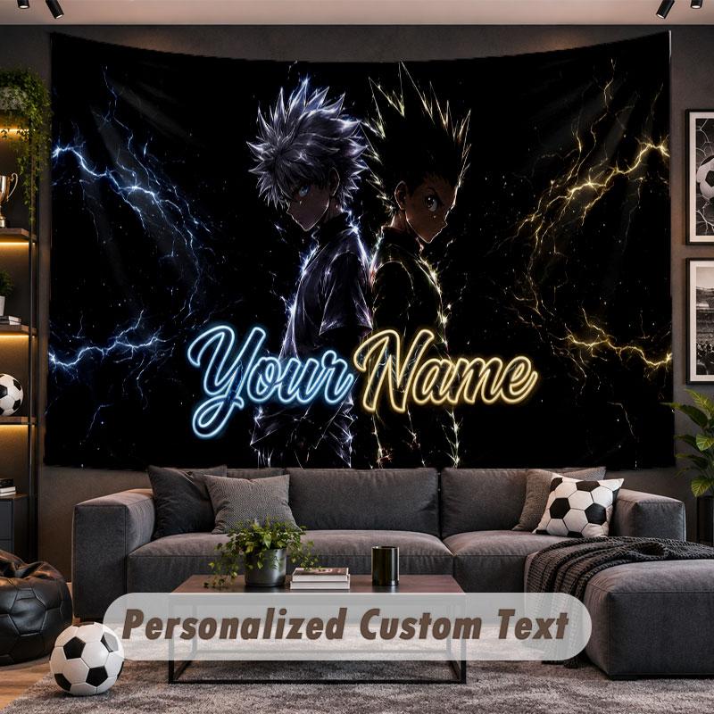 Wall Hanging Tapestry Custom NameHunter × Hunter Pattern Personalized Printed Fabric Wall Decor