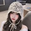 Atmosphere Ethnic Style Mixed Mesh Braid Fringed Hat Spring and Autumn Hollow Crochet Headscarf Hat Female Handmade Crochet