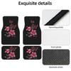 Hibiscus & Butterfly Car Floor Mats Full Set of 4,Black Vehicle Carpets Mat Car Floor Carpets Rugs ,Car Accessories