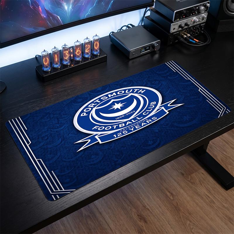 Portsmouth FC Theme Pattern Mouse Pad, Soccer Logo Design XXL Gaming Desk Mat Non-Slip Computer Mouse Pad