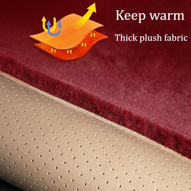 1pc Luxury Plush Winter Car Seat Covers Napa Leather Soft Warm Comfortable Good Insulation Breathable Bottom Holes Universal Fit
