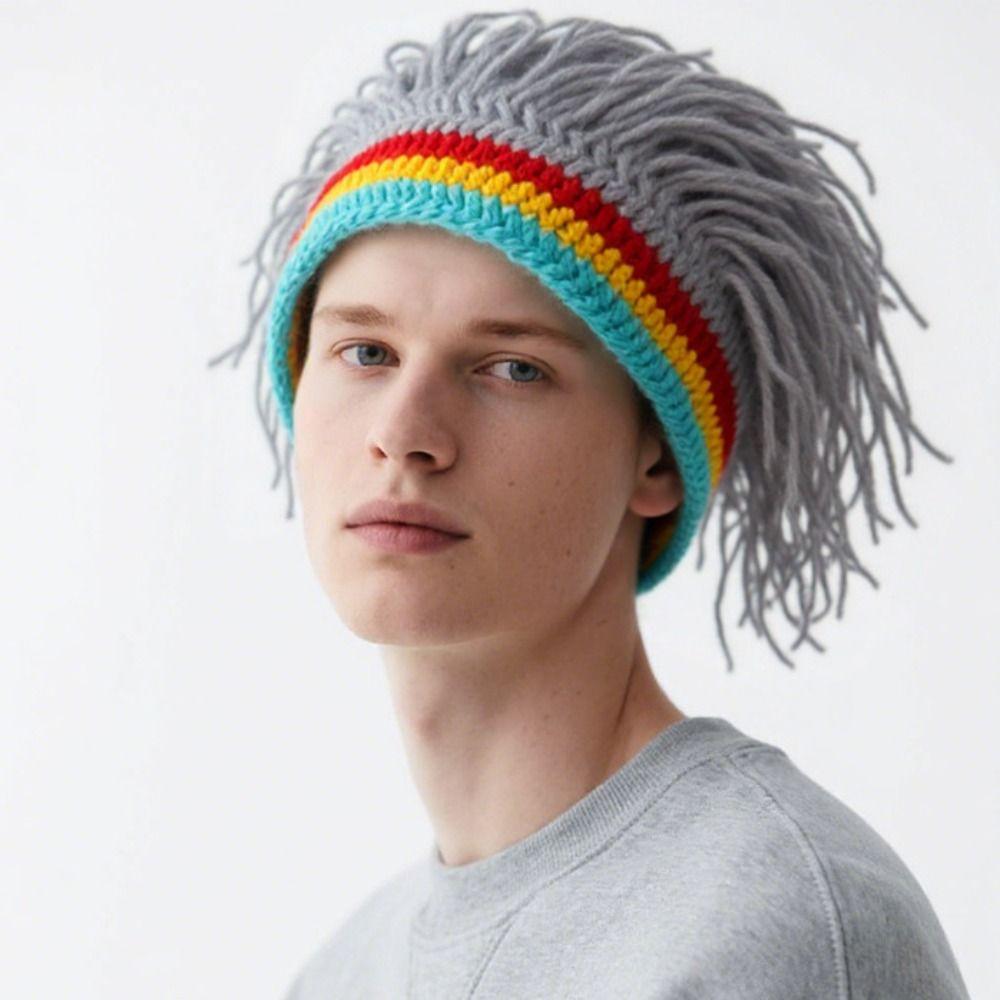 Synthetische Haare Reggae Dreadlocks Strickmütze Warme Zopfmütze Kreative Dreadlocks Perücke Herren