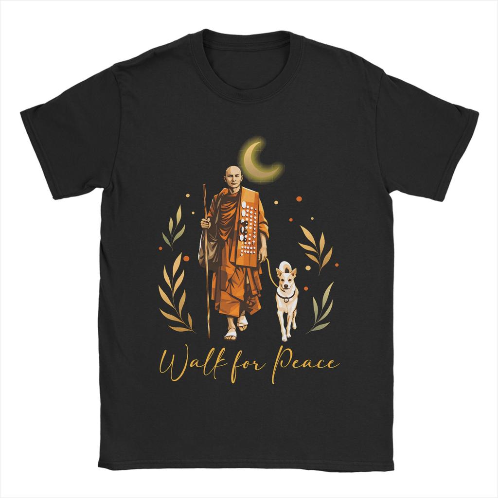 Mens Buddhist Monks Walk For Peace Aloka Dog T Shirt Cotton Clothing Novelty Short Sleeve Crew Neck Tees Gift Idea TShirt
