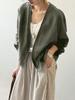 Artistic Retro Long-Sleeve Linen Cardigan - Lightweight, Loose-Fit Sun Protection Top