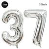 32inch Silver Number Foil Balloons Large Digit 0-9 Helium Globos Happy Birthday Party Decor Wedding Anniversary Graduation 2026