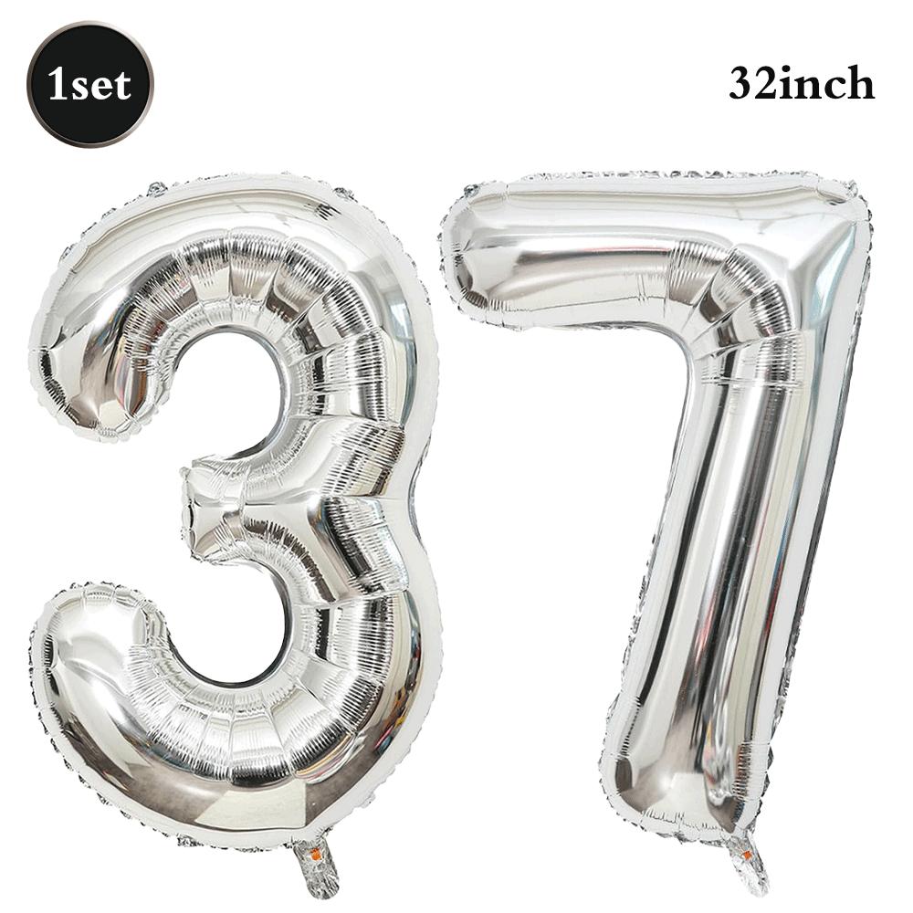 32inch Silver Number Foil Balloons Large Digit 0-9 Helium Globos Happy Birthday Party Decor Wedding Anniversary Graduation 2026
