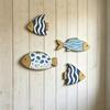 3 Stück Holzfisch Nautische Wanddekoration Strand Küstenfisch Wandkunst Rustikale Fisch Hängende Skulptur für Badezimmer Seehaus Dekoration
