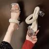 Square Head Open-toe Crystal with Set Foot Non-slip High-heeled Slippers Summer New Anti-slip Wear-resistant Sandals