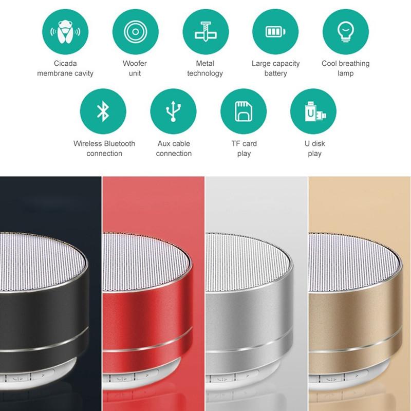 A10 Wireless Bluetooth Speaker Small Steel Cannon Subwoofer Portable Mini Gift Card Bluetooth Audio PC Notebook Outdoors Speaker