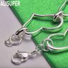 925 Sterling Silver Openwork Heart Side Chain Exquisite Bracelet Gift Jewelry