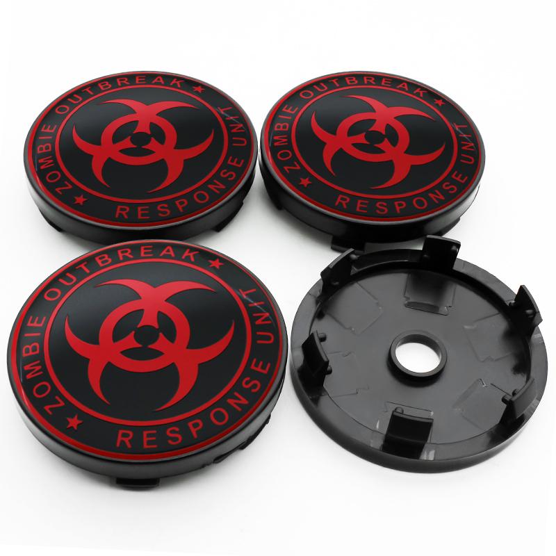 4PCS 56MM 60MM Zombie Outbreak Emblem Wheel Center Hub Cap Car Rims Dust-proof Cover Hubcaps Sticker Auto Styling Accessories
