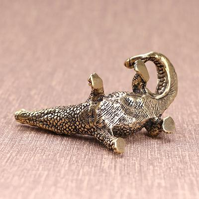 Antique Bronze Crocodile Miniature Figurines Vintage Brass Mini Alligator Statue Desk Ornaments Home Feng Shui Decor Crafts