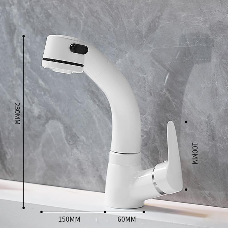 360° Rotate Mixer Tap Basin Faucet Deck Mount HotandCold Sink Sprayer Stretchable Bathroom Faucet 2 Ways Bathroom Crane Faucets