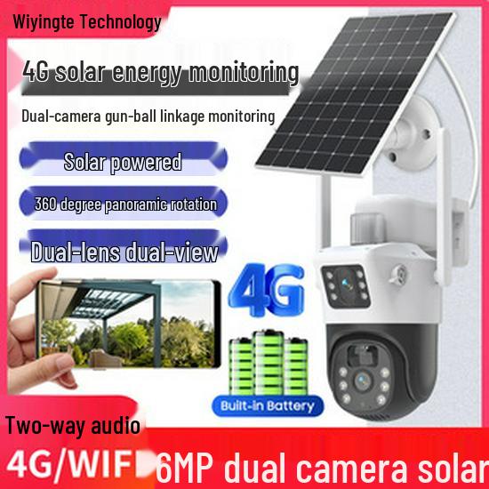 V380 Słoneczna Kamera Zewnętrzna 360° Deszczoodporna z 10-krotnym Zoomem 4G z Zdalnym Sterowaniem Mobilnym.